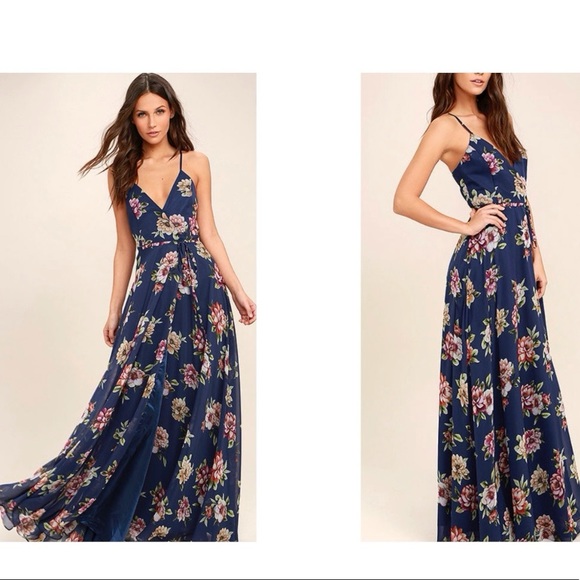 💙Always There for Me Navy Blue Floral Maxi Dress - Picture 4 of 6